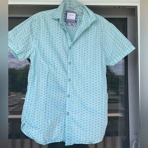 Ricky Singh Cactus Man light blue, bird pattern button up
